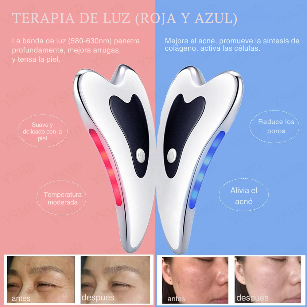Masajeador Facial Eléctrico Gua Sha con Terapia de Luz y Calor