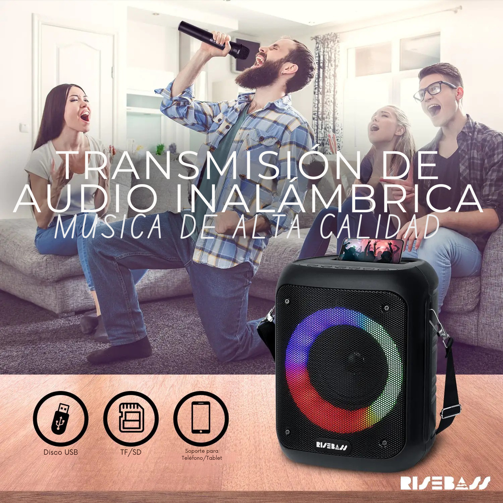 Máquina de Karaoke Portátil con 2 Micrófonos Inalámbricos